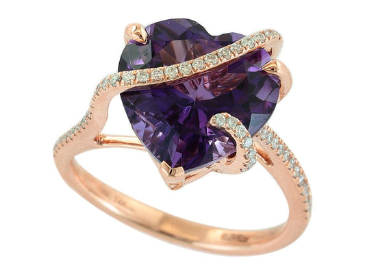 EFFY 14K ROSE GOLD DIAMOND,AMETHYST RING