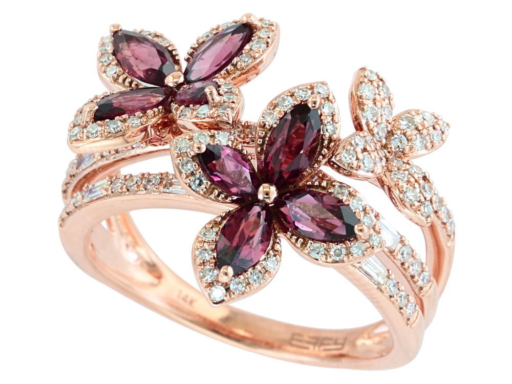 EFFY 14K ROSE GOLD DIAMOND,RHODOLITE RING