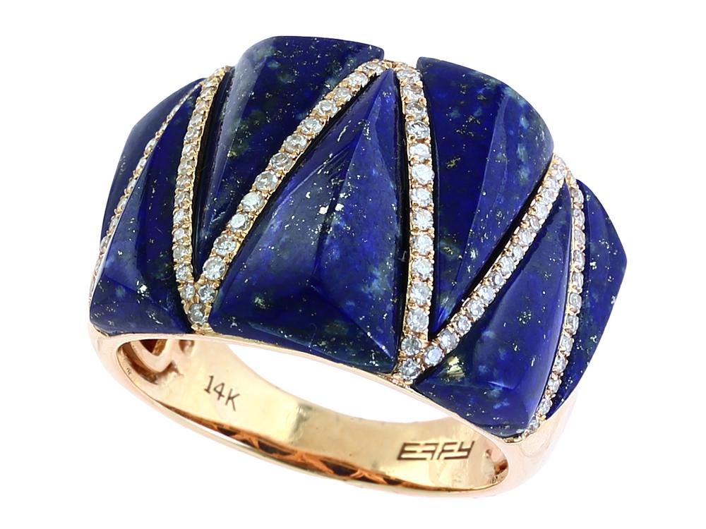 EFFY 14K YELLOW GOLD DIAMOND,LAPIS LAZULI RING