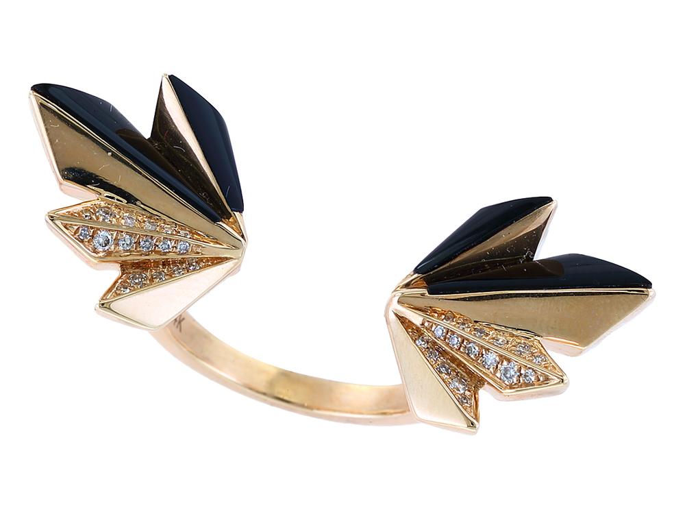 EFFY 14K YELLOW GOLD DIAMOND,ONYX RING