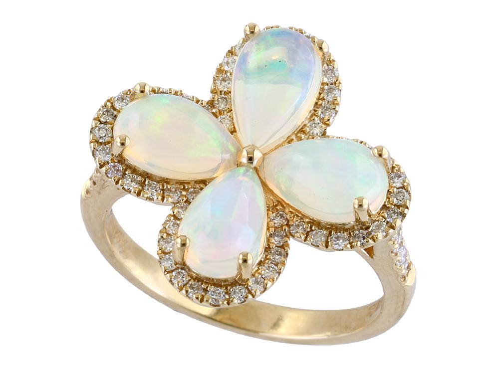 EFFY 14K YELLOW GOLD DIAMOND,ETHIOPIAN OPAL RING