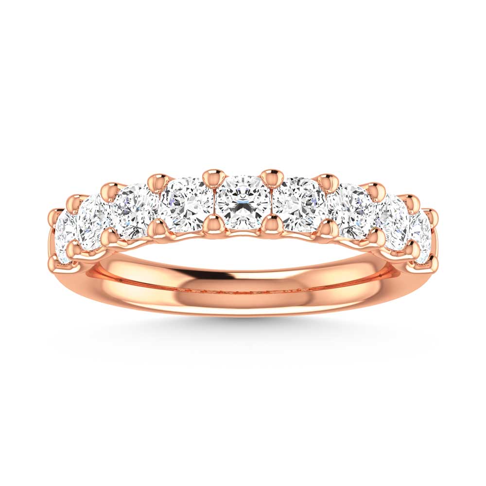 18K Rose Gold 1 5/8 Ct.Tw. Cushion Shape Lab Grown Diamond Half Way Eternity Band