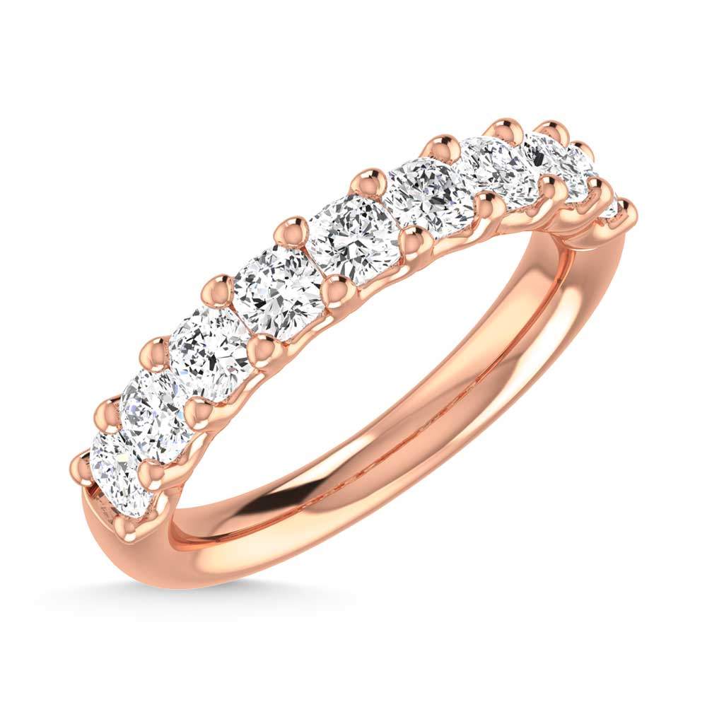 18K Rose Gold 4 3/4 Ct.Tw. Cushion Shape Lab Grown Diamond Half Way Eternity Band
