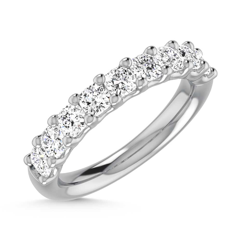 18K White Gold 2 7/8 Ct.Tw. Cushion Shape Lab Grown Diamond Half Way Eternity Band