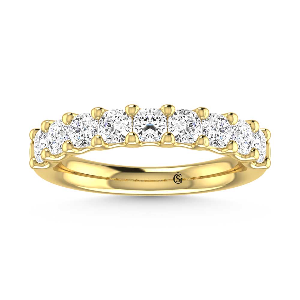 14K Yellow Gold 4 3/4 Ct.Tw. Cushion Shape Lab Grown Diamond Wedding Band