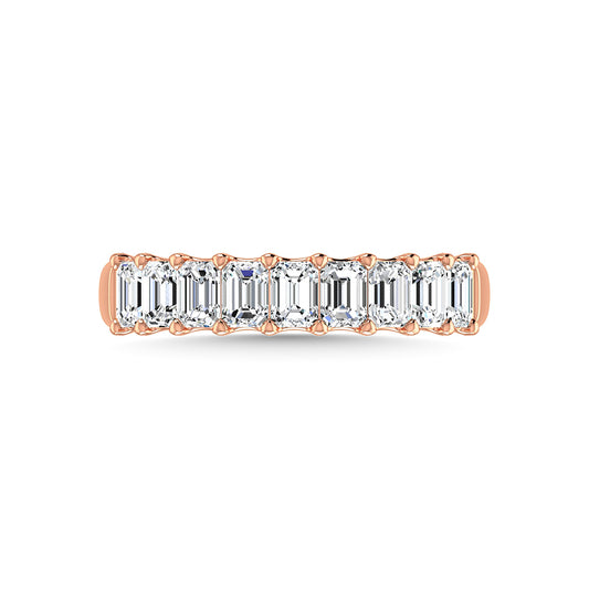 18K Rose Gold 2 7/8 Ct.Tw. Emerald Shape Lab Grown Diamond Half Way Eternity Band