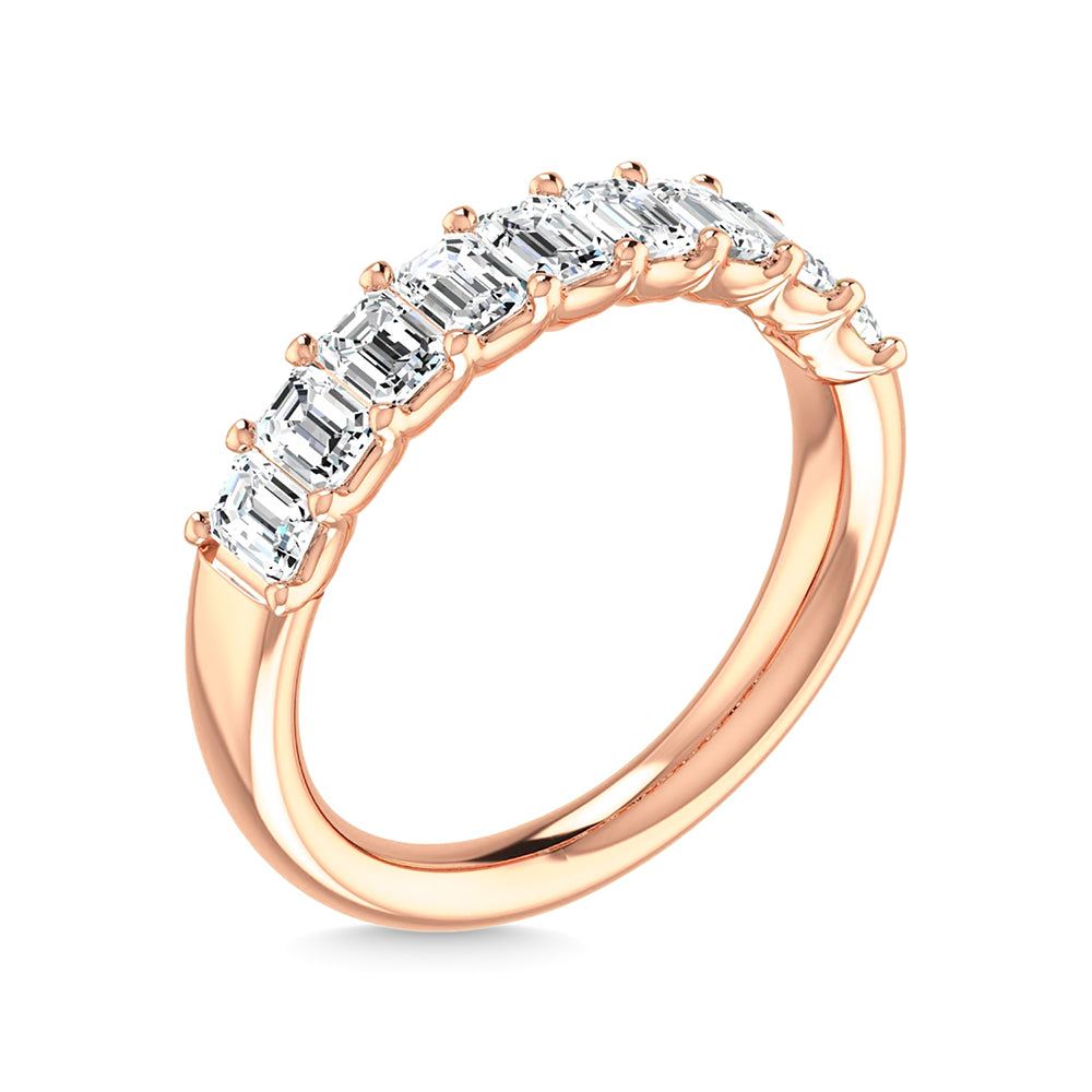 14K Rose Gold 1 3/4 Ct.Tw. Emerald Shape Lab Grown Diamond Half Way Eternity Band