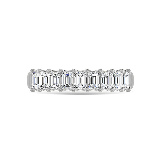 18K White Gold 1 1/3 Ct.Tw. Emerald Shape Lab Grown Diamond Half Way Eternity Band