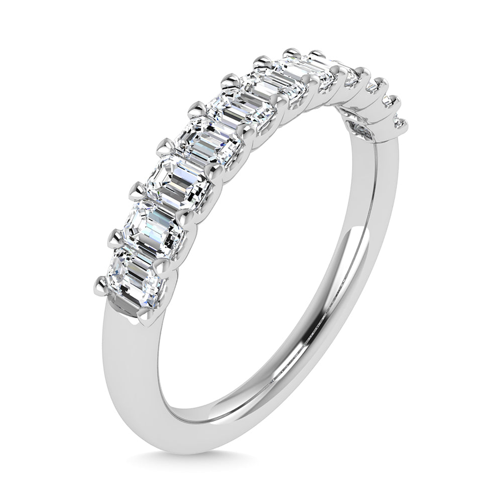 14K White Gold Lab Grown Diamond 1 1/3 Ct.Tw. Halfway Emerald Wedding Band
