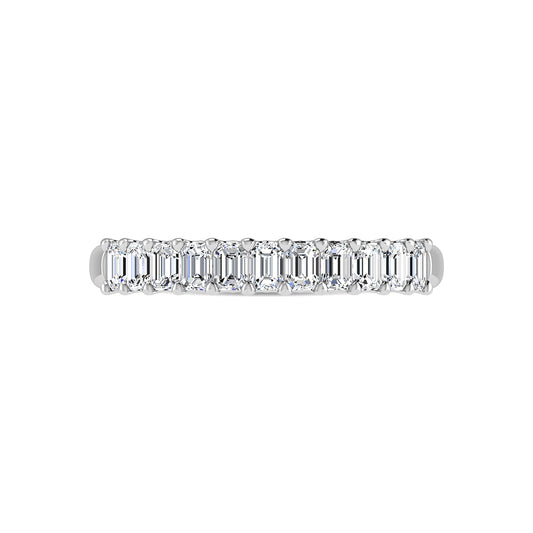 14K White Gold Lab Grown Diamond 1 1/3 Ct.Tw. Halfway Emerald Wedding Band