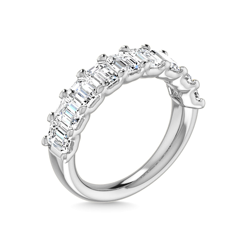 14K White Gold Lab Grown Diamond 2 7/8 Ct.Tw. Emerald Shape Half Way Eternity Band