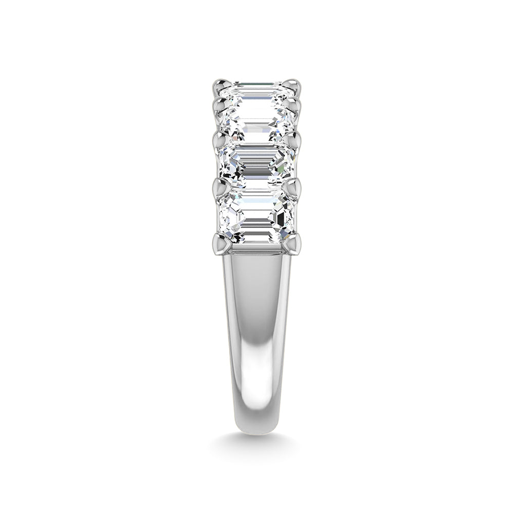 14K White Gold Lab Grown Diamond 2 7/8 Ct.Tw. Emerald Shape Half Way Eternity Band