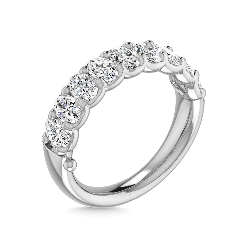 18K White Gold 1 Ct.Tw. Oval Shape Lab Grown Diamond Half Way Eternity Band