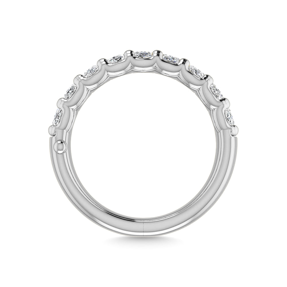 18K White Gold 2 1/4 Ct.Tw. Oval Shape Lab Grown Diamond Half Way Eternity Band