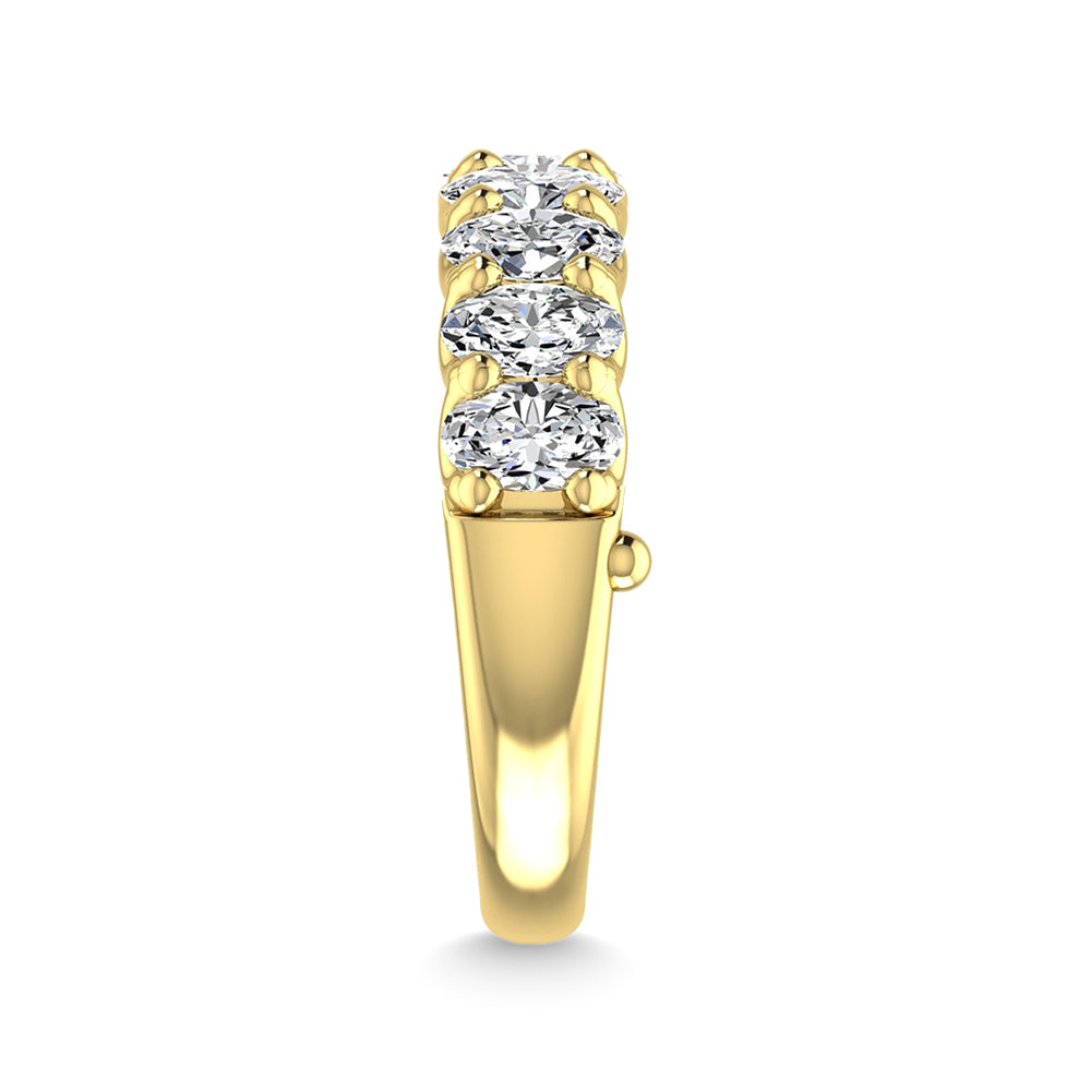 14K Yellow Gold 1 Ct.Tw. Oval Shape Lab Grown Diamond Half Way Eternity Band