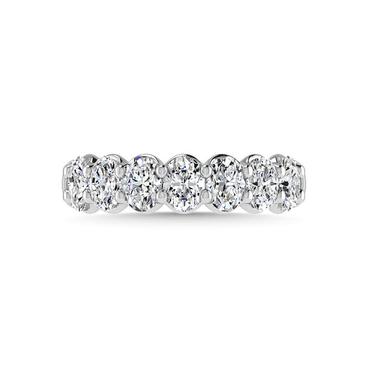 14K White Gold Lab Grown Diamond 2 1/4 Ct.Tw. Oval Shape Halfway Wedding Band