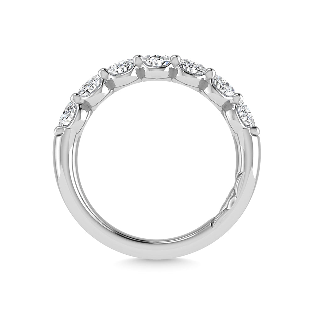14K White Gold Lab Grown Diamond 2 1/4 Ct.Tw. Oval Shape Halfway Wedding Band