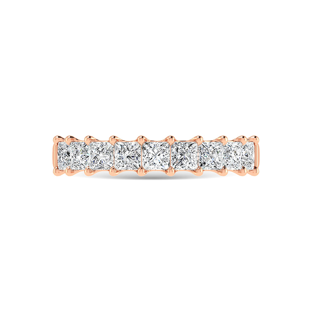 18K Rose Gold  1 3/4 Ct.Tw. Princess Shape Lab Grown Diamond Half Way Eternity Band