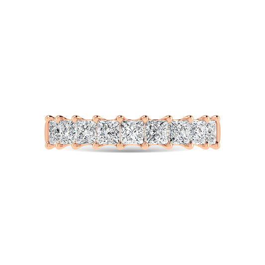 14K Rose Gold  3 3/4 Ct.Tw. Princess Shape Lab Grown Diamond Half Way Eternity Band