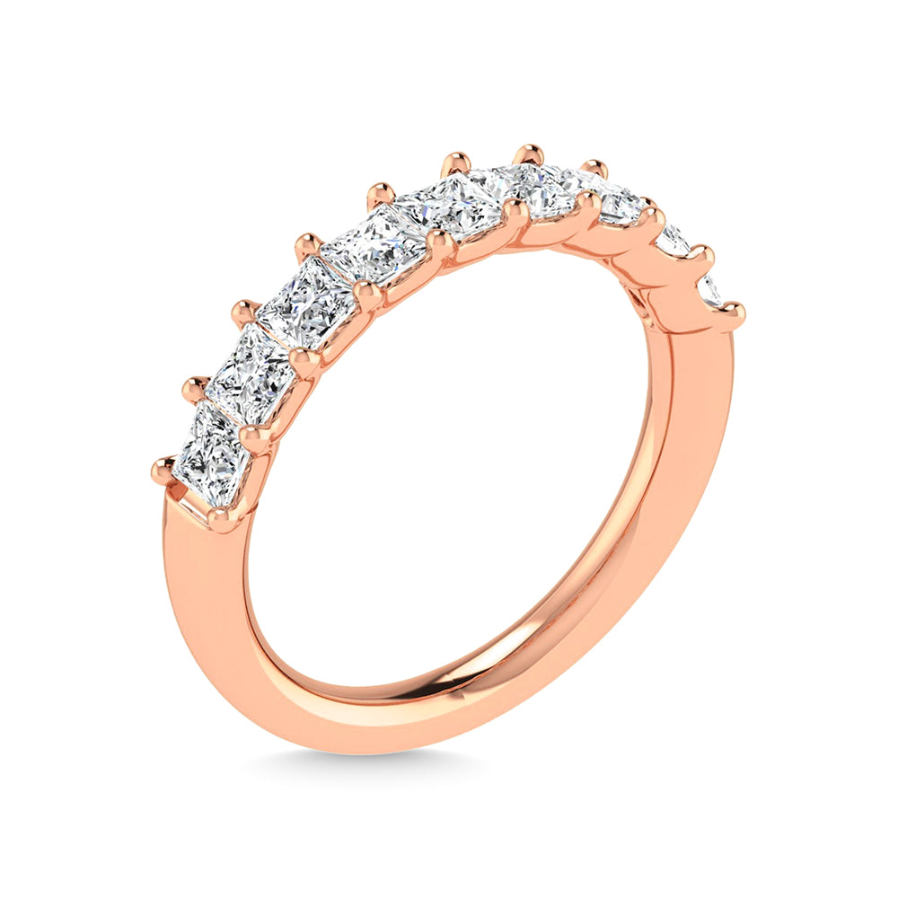 18K Rose Gold  2 1/4 Ct.Tw. Princess Shape Lab Grown Diamond Half Way Eternity Band
