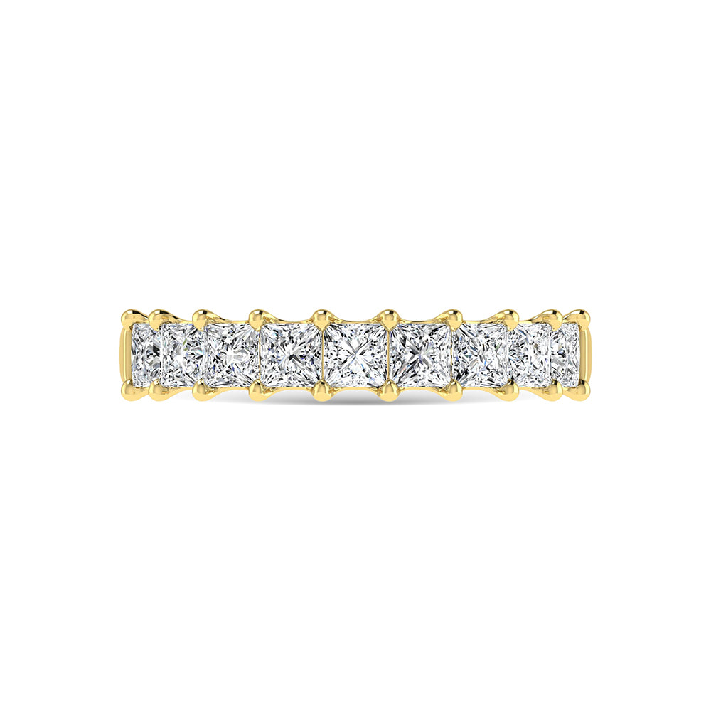 14K Yellow Gold  2 1/4 Ct.Tw. Princess Shape Lab Grown Diamond Half Way Eternity Band