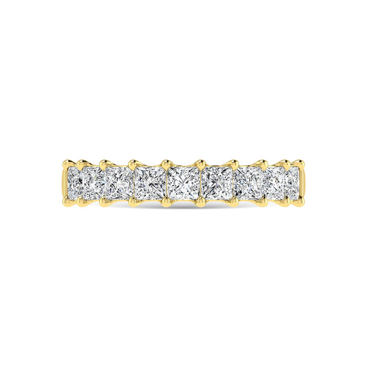 14K Yellow Gold  2 1/4 Ct.Tw. Princess Shape Lab Grown Diamond Half Way Eternity Band