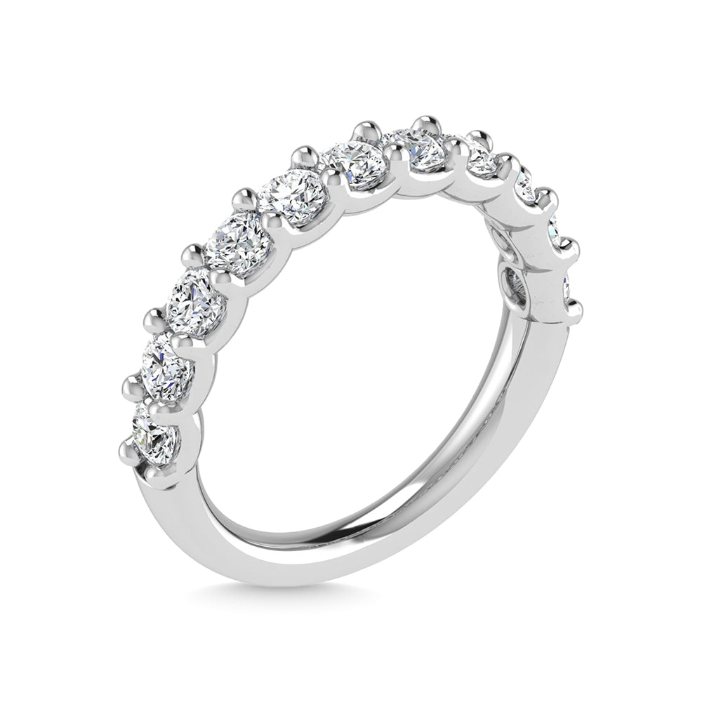14K White Gold Lab Grown Diamond 7/8 Ct.Tw. Round Shape Half Way Wedding Band (size 6.5)