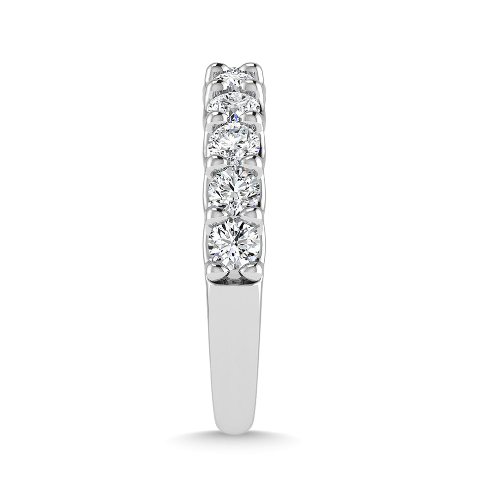 14K White Gold Lab Grown Diamond 7/8 Ct.Tw. Round Shape Half Way Wedding Band (size 6.5)