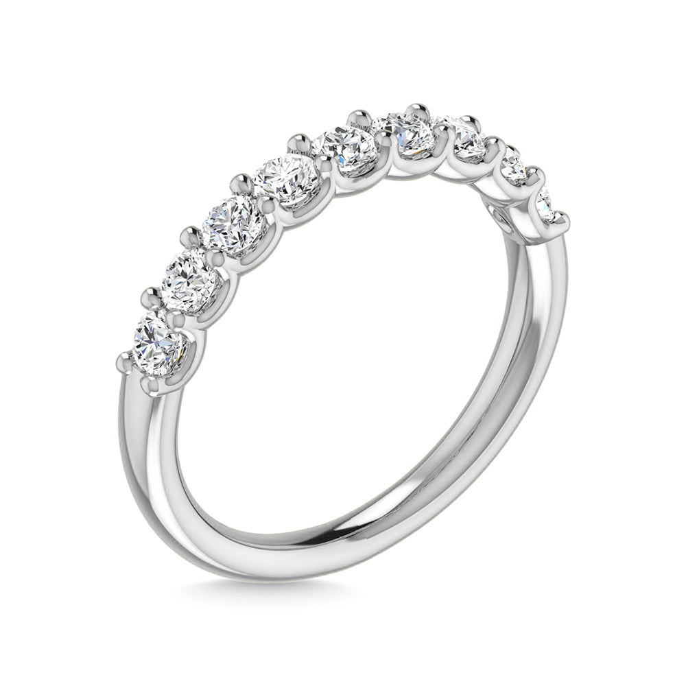 14K White Gold Lab Grown Diamond 1 3/4 Ct.Tw. Round Shape Half Way wedding Band (size 6.5)