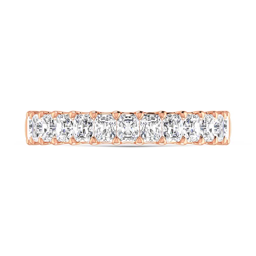 14K Rose Gold  2 3/4 Ct.Tw. Radiant Shape Lab Grown Diamond Half Way Eternity Band