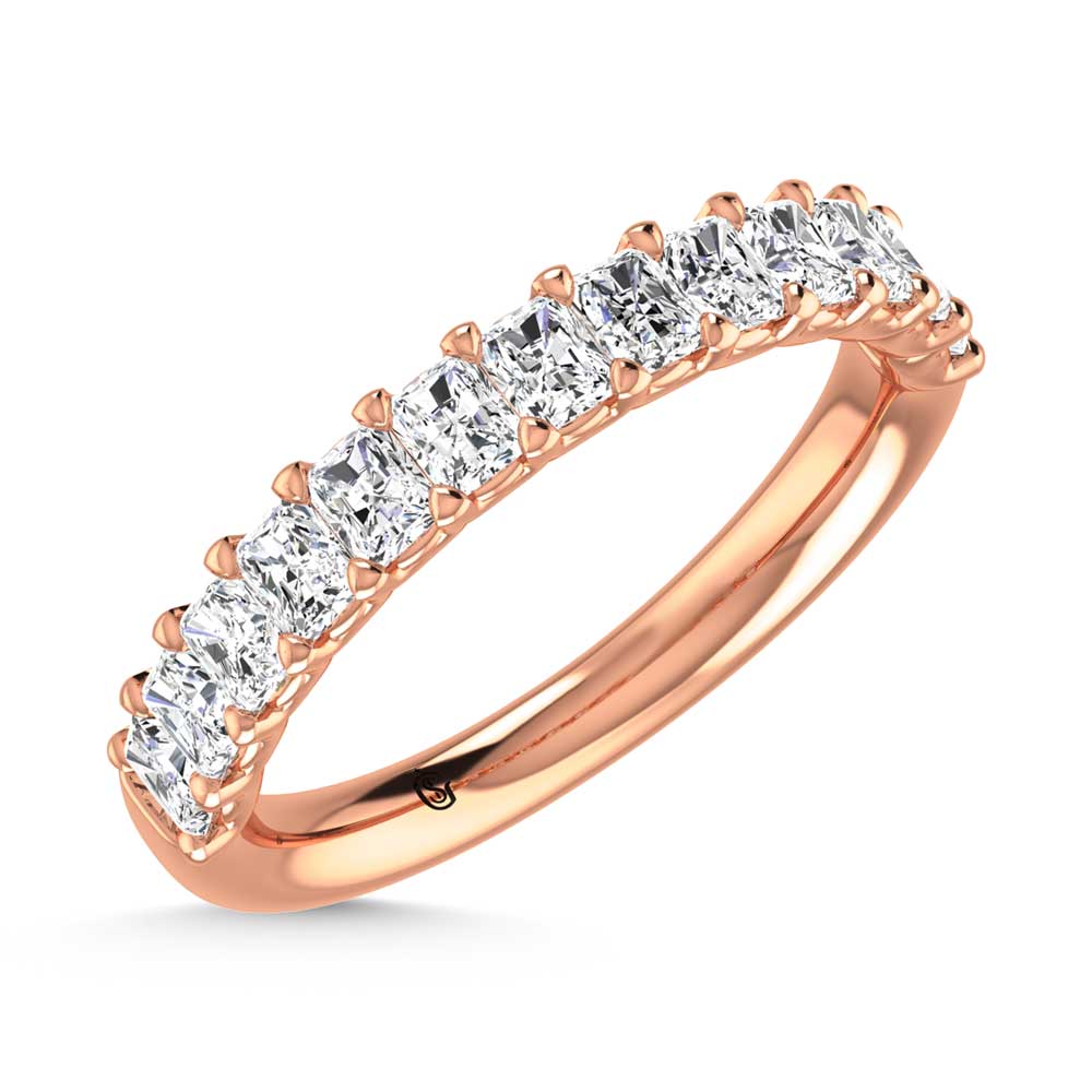 18K Rose Gold  1 1/3 Ct.Tw. Radiant Shape Lab Grown Diamond Half Way Eternity Band