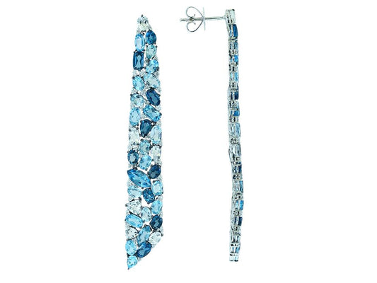 EFFY 14K WHITE GOLD DIAMOND,BLUE TOPAZ,LONDON BLUE TOPAZ,WHITE TOPAZ,SKY BLUE TOPAZ EARRINGS