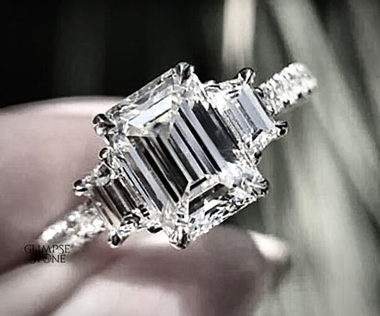14kwg 3.64ctw IGI Certified Lab Grown Emerald Cut Ring