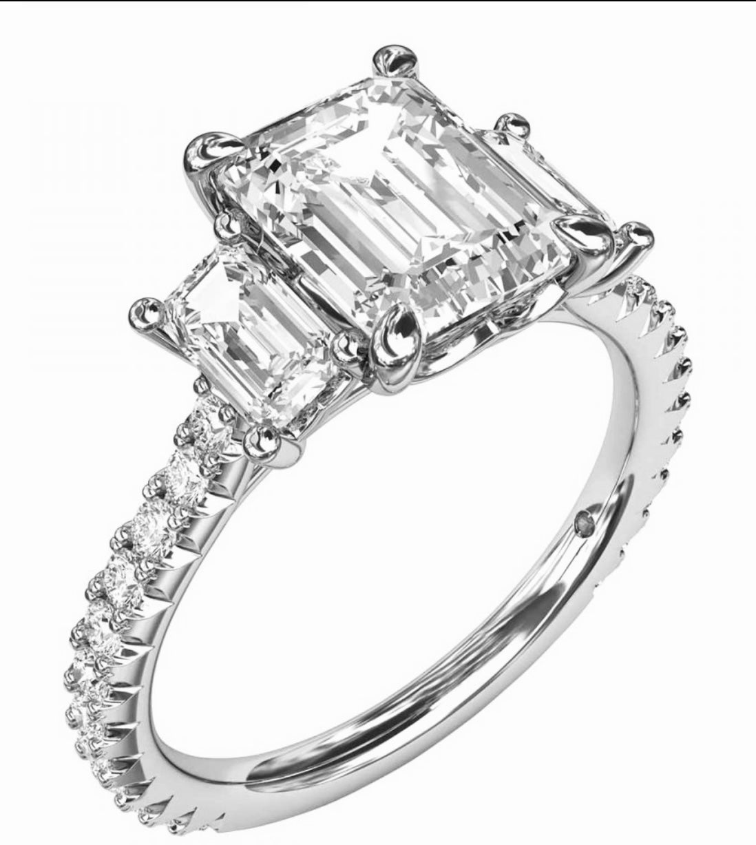 14kwg 3.64ctw IGI Certified Lab Grown Emerald Cut Ring