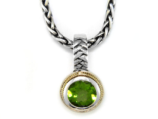 EFFY 925 18K YELLOW GOLD/SILVER PERIDOT PENDANT
