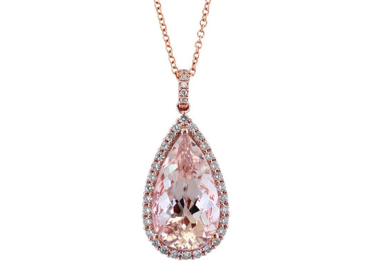 EFFY 14K ROSE GOLD DIAMOND,MORGANITE PENDANT