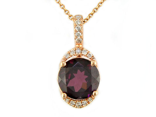 EFFY 14K ROSE GOLD DIAMOND,RHODOLITE PENDANT