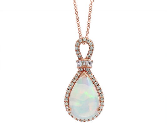 EFFY 14K ROSE GOLD DIAMOND,ETHIOPIAN OPAL PENDANT