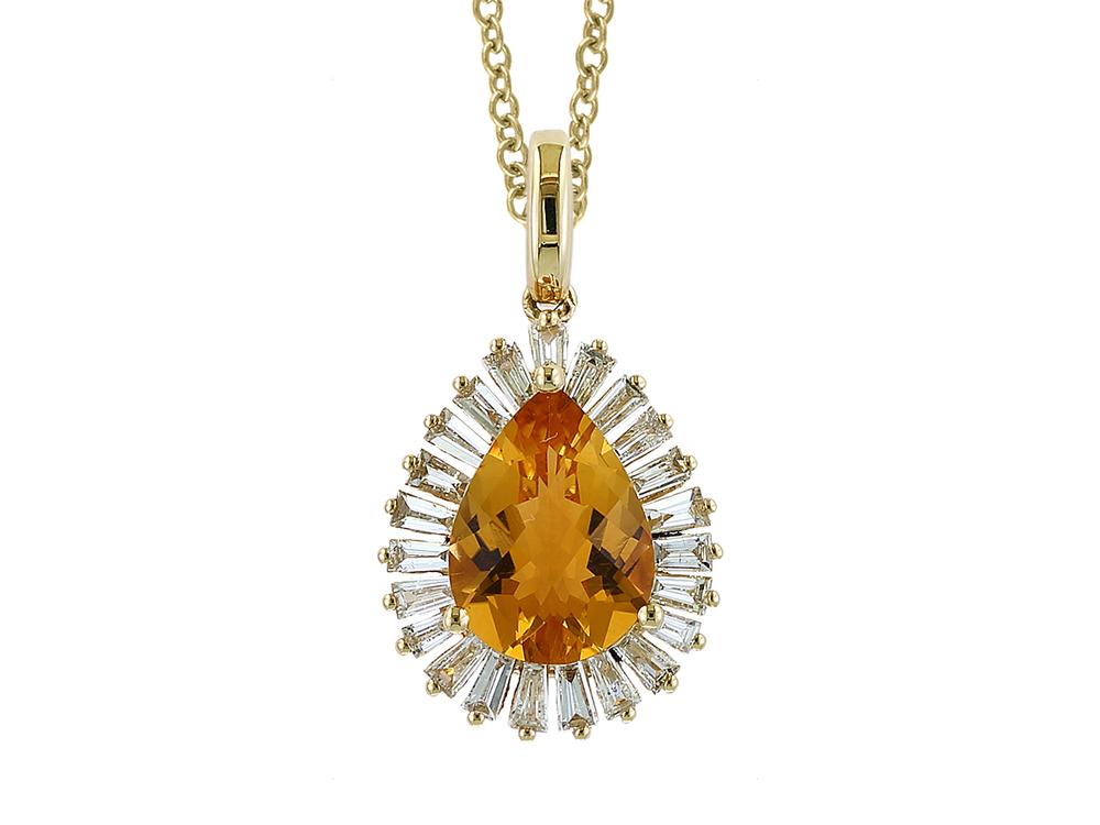 EFFY 14K YELLOW GOLD DIAMOND,CITRINE PENDANT