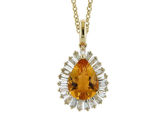 EFFY 14K YELLOW GOLD DIAMOND,CITRINE PENDANT
