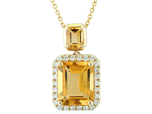 EFFY 14K YELLOW GOLD DIAMOND,CITRINE PENDANT