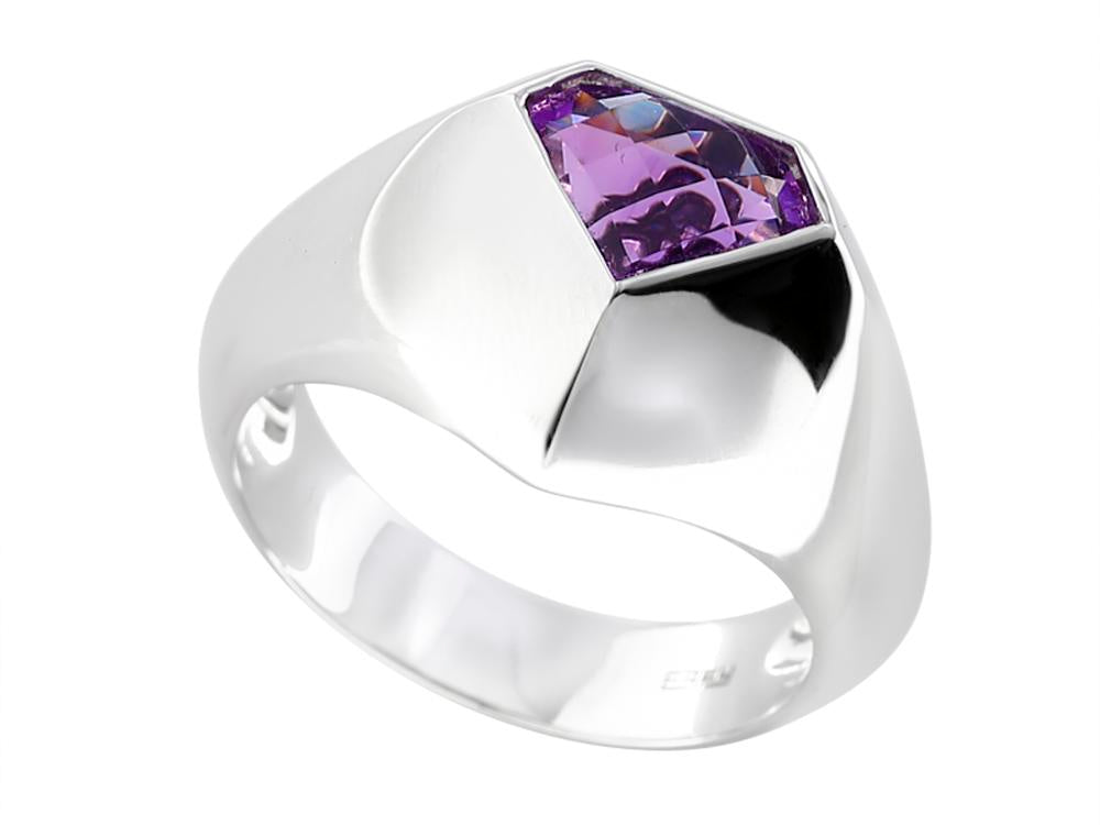 EFFY 14K WHITE GOLD AMETHYST RING
