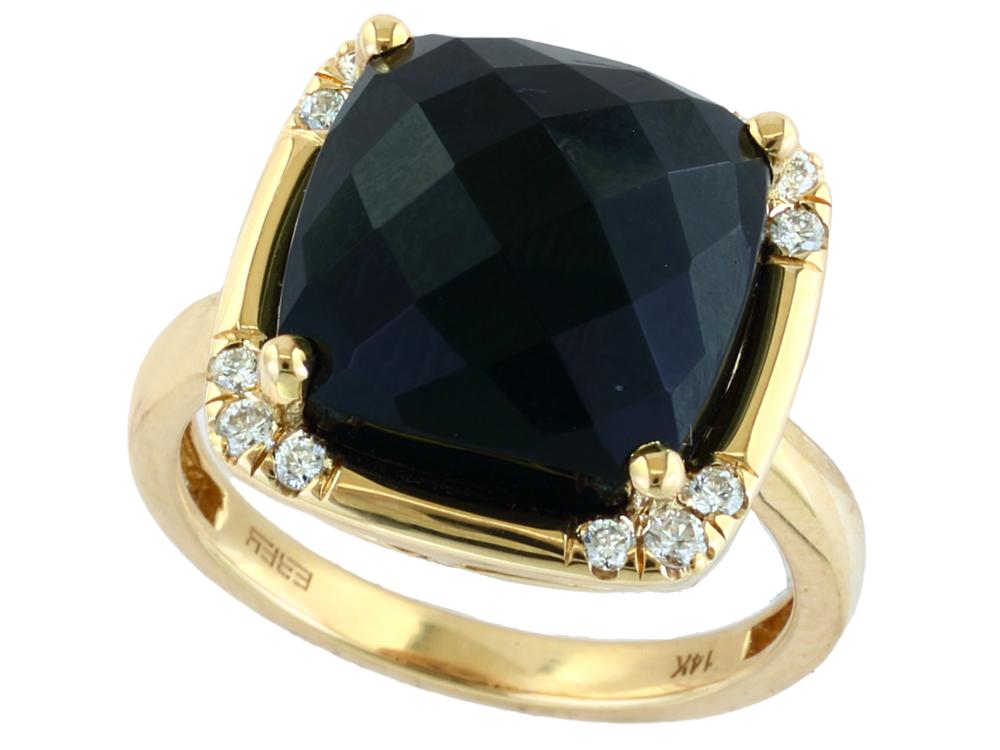 EFFY 14K YELLOW GOLD DIAMOND,ONYX RING