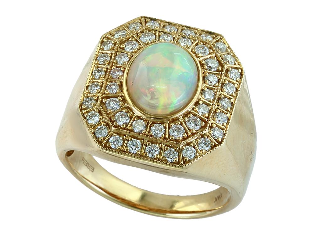 EFFY 14K YELLOW GOLD DIAMOND,ETHIOPIAN OPAL RING