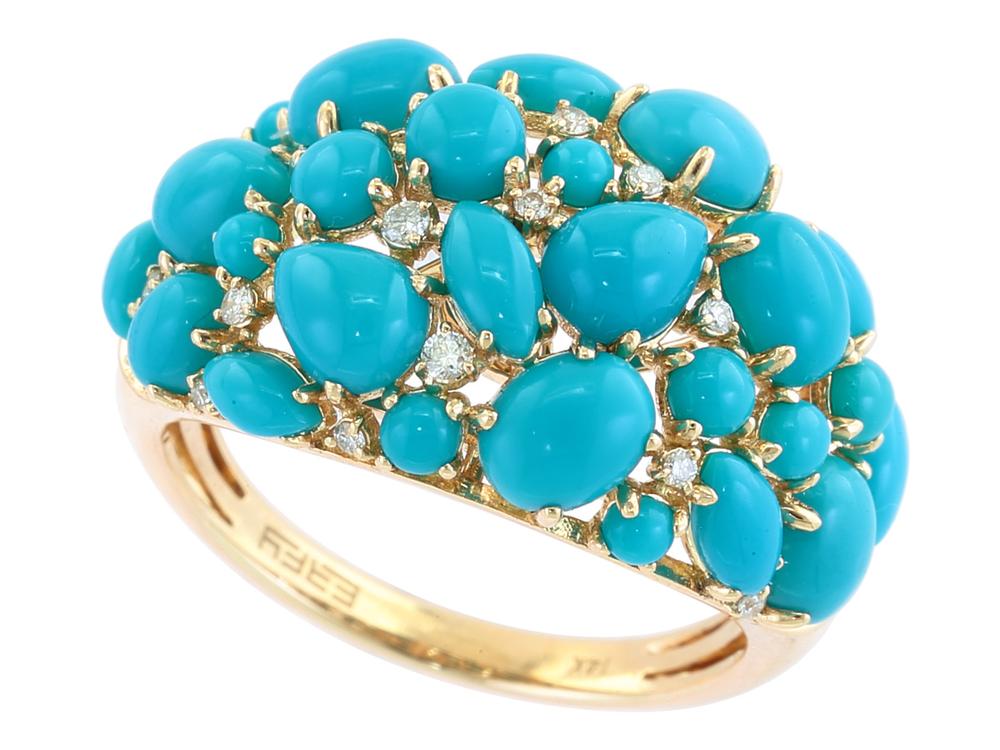 EFFY 14K YELLOW GOLD DIAMOND,TURQUOISE RING