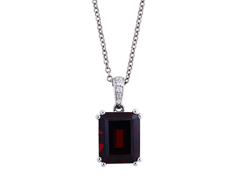 EFFY 14K WHITE GOLD DIAMOND,GARNET PENDANT