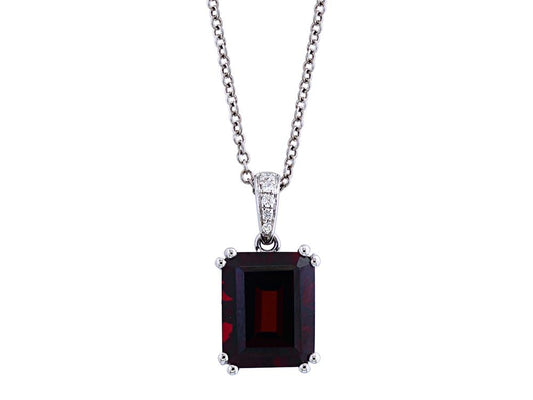 EFFY 14K WHITE GOLD DIAMOND,GARNET PENDANT