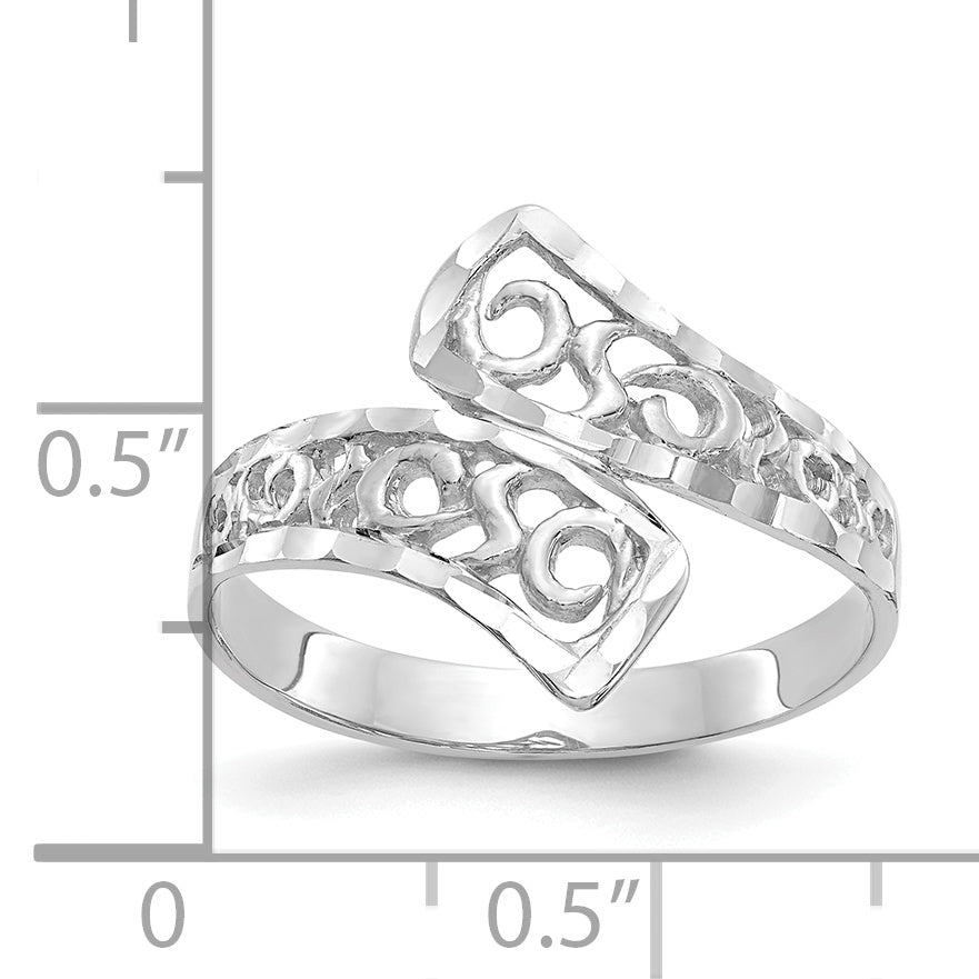 14K White Gold By-pass Lace Diamond-cut Ring