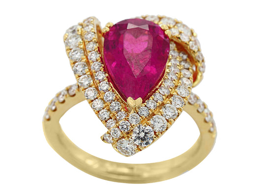 EFFY 18K YELLOW GOLD DIAMOND,RUBELITE RING