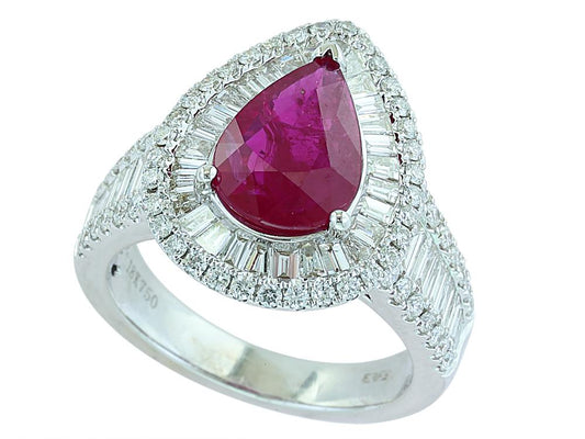 EFFY 18K WHITE GOLD ,NATURAL RUBY RING